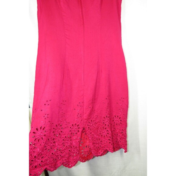 Vintage Miss Scarlett Fuchsia Floral Embroidered Cut Out Scalloped Dress Size 10 - Picture 12 of 13